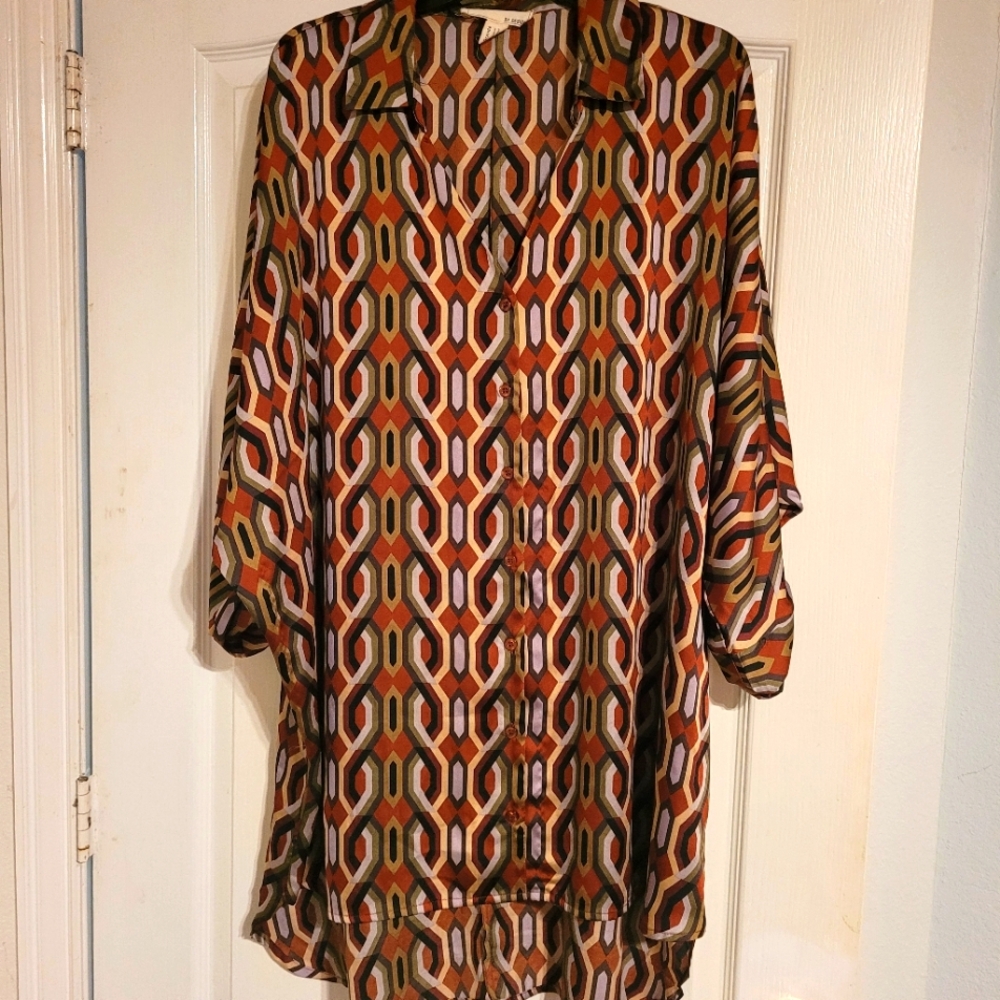 Geometric Patterned Tunic- Multicolor - image 1